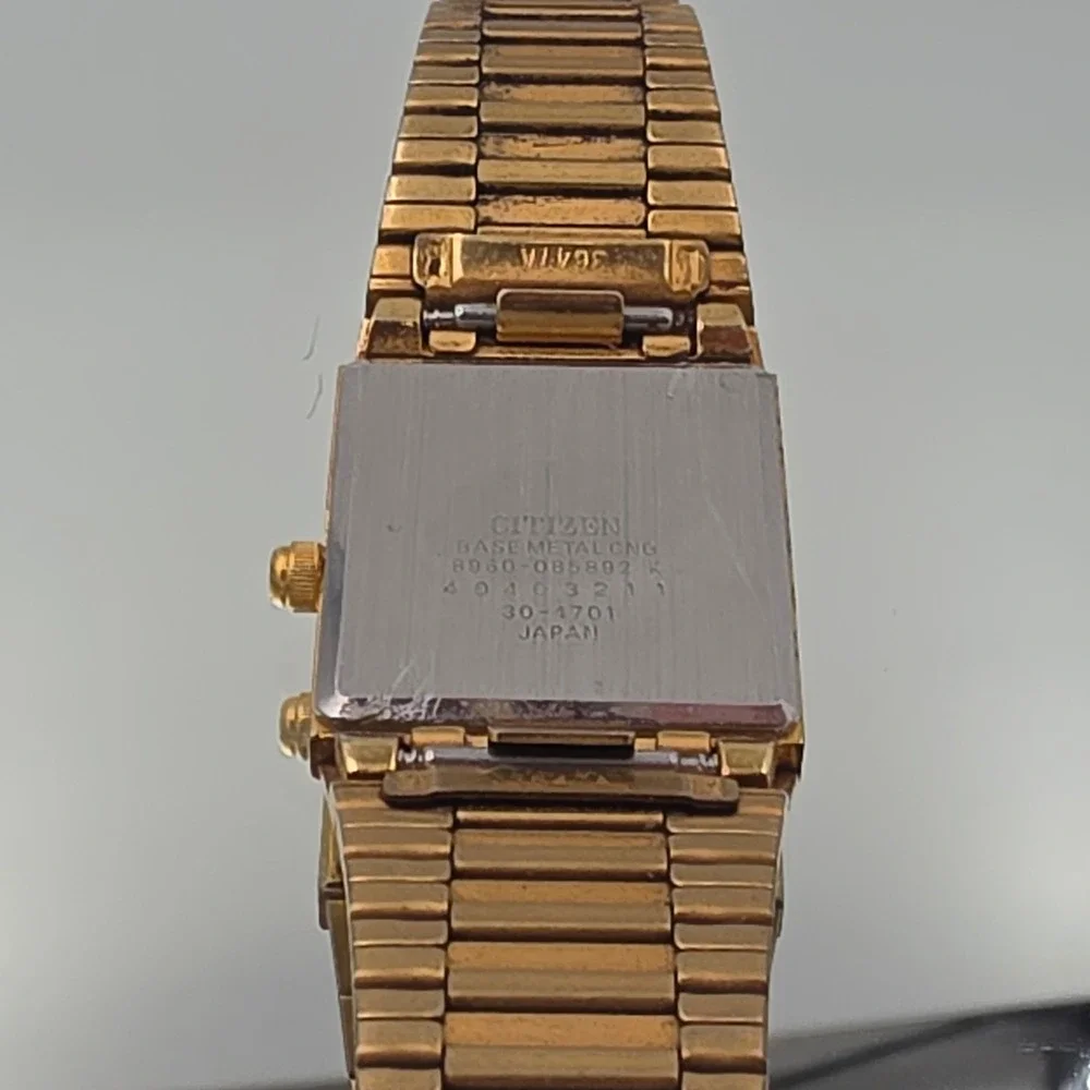 Citizen Ana-Digi Watch Mens OS Gold Good 8960-085892 K Square Case Quartz